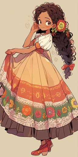 Catrina Latina Doll 💀 Calavera :: Sinaloa Dress, mexican folk art :: 🖤 🧡 💜 ❤️ 💛 🤍 --niji 5 --style cute --ar 100:200