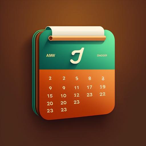 calendar app icon flat art, icon app, icon logo, beautifully colored, studio lighting, clean icon illustration, digital illustration, sophisticated, detailed, perfect composition, professional, trending on artstation, --q 4 --v 4