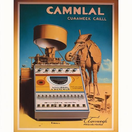 camel cigarettes poster with a drum machine on the front
