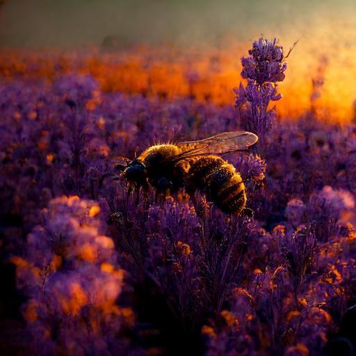 campo de lavanda al amanecer con abejas miel if eras revoloteando --upbeta