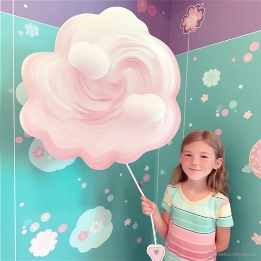 Cotton candy poster, cute, joyful, dreamy, Japanese style --v 5
