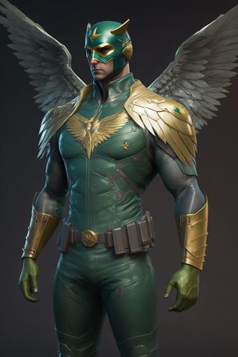marvel, captain america in a modern green suit with a golden eagle logo on the chest, standing in the square, full body, unreal engine, very detailed, realistic, --ar 2:3 --v 4