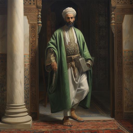 muslim man in full body, spanish islamic art painting