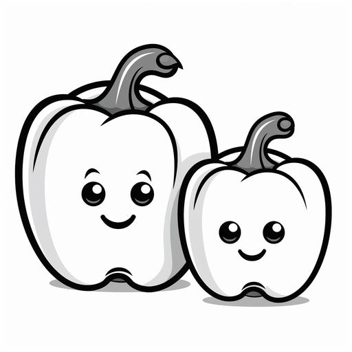 children's colouring page, basic simple cute cartoon [bell peppers] black outline, isolated on white background, no painting, colouring book, no noise, thick black lines, sharp lines ar 9:11