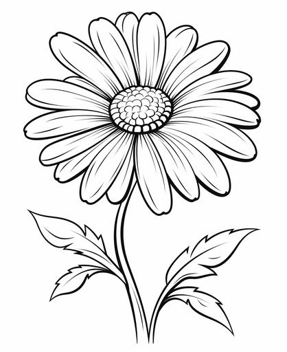 coloring page for kids, daisy, cartoon style, thick line, low detailm no shading, no painting --ar 9:11