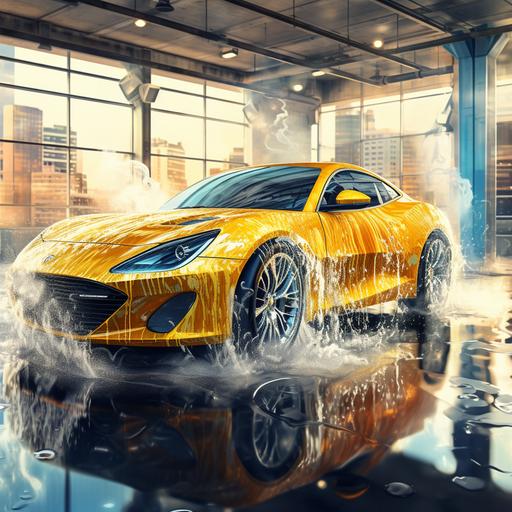 car wash with new shiny sport car
