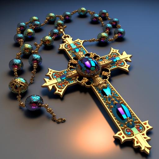 carnival glass rosary beads , cross --v 4 --v 4