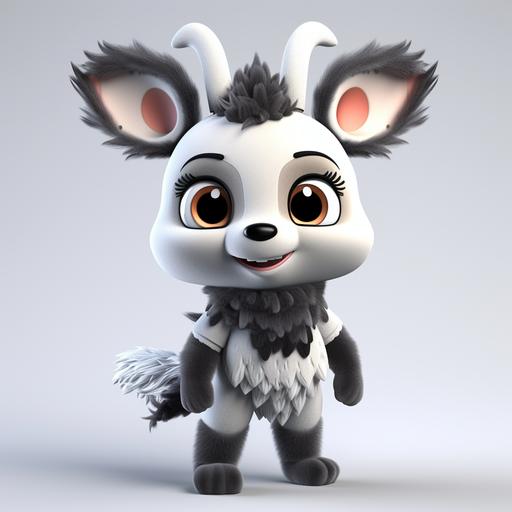 cartoon 3D mascot,Deer Character,cute,funny, with event carnval inviroment,toy,black and white fur body-v4