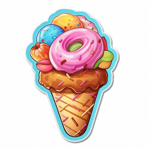 cartoon 3d ice cream cone and donuts sticker adorable use bright and pastel colors to make them irresistible