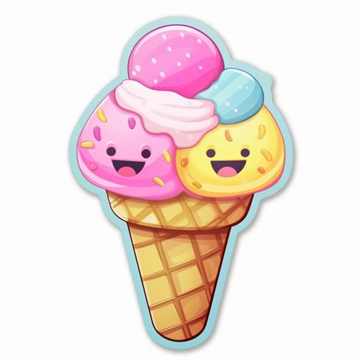 cartoon 3d ice cream cone and donuts sticker adorable use bright and pastel colors to make them irresistible