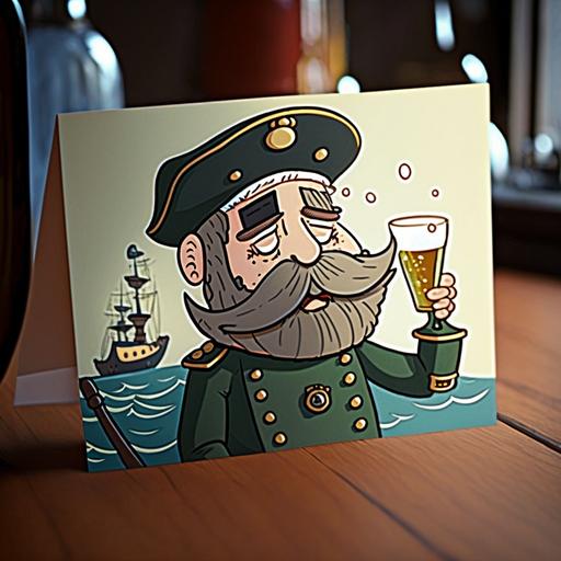 cartoon Captain Nemo funny drinking birthday card design