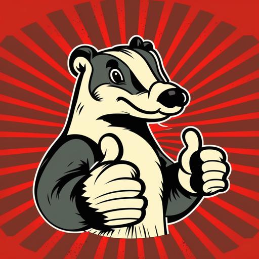 cartoon badger with thumbs up in 1950s style cartoon