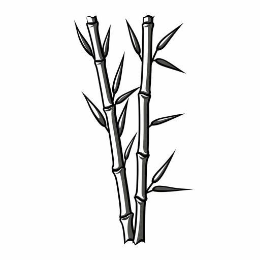 cartoon bamboo sticks, simple line drawing, black and white