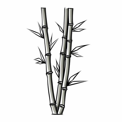 cartoon bamboo sticks, simple line drawing, black and white