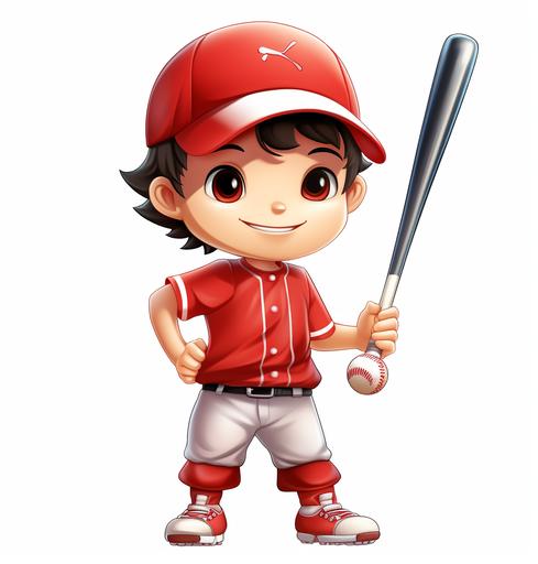 cartoon baseball bats and balls clip art, in the style of ichiro fukuzawa, masterful technique, full body, he jiaying, silver and red, childhood arcadias, 1st version --ar 22:23