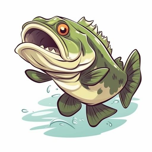 cartoon bass fish with a smile --v 5 --s 250