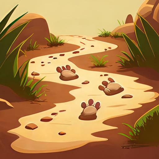 cartoon bunny footprints of jumping trail