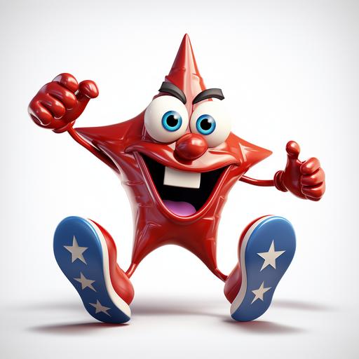 cartoon character shaped like an asterisk, with cartoon legs and arms, running, in disney style illustration
