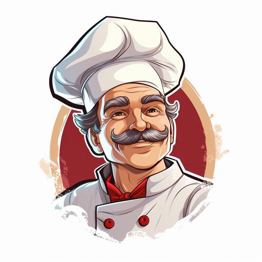 cartoon chef with chef hat and mustasge