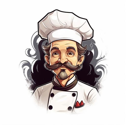 cartoon chef with chef hat and mustasge