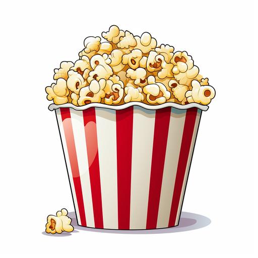 cartoon clipart, popcorn, white background