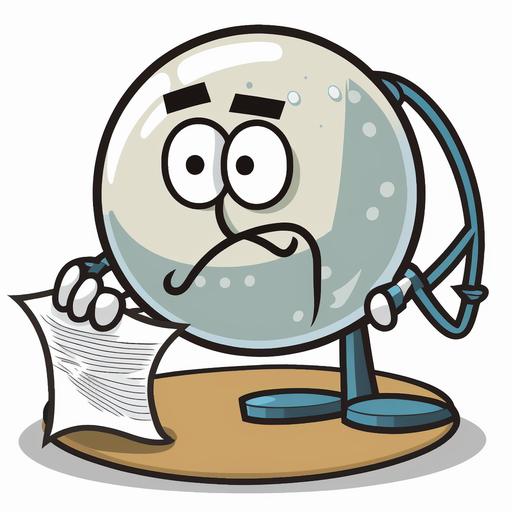 cartoon crystal ball in the style of clippy the Microsoft office assistant, on transparent background.