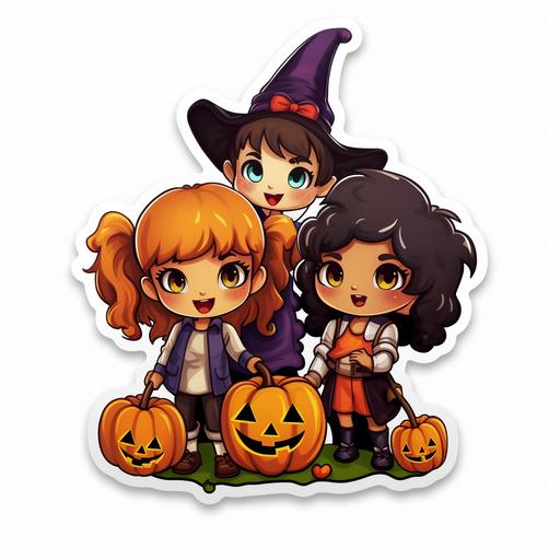 cartoon cute halloween happy children sticker, white background