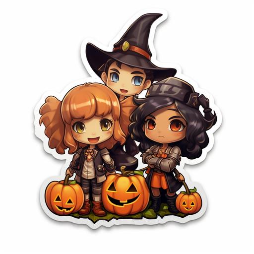 cartoon cute halloween squad sticker