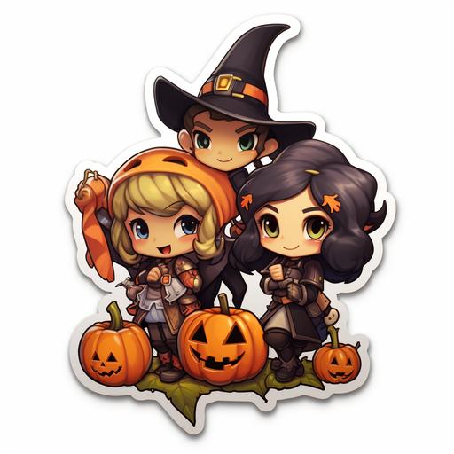 cartoon cute halloween squad sticker