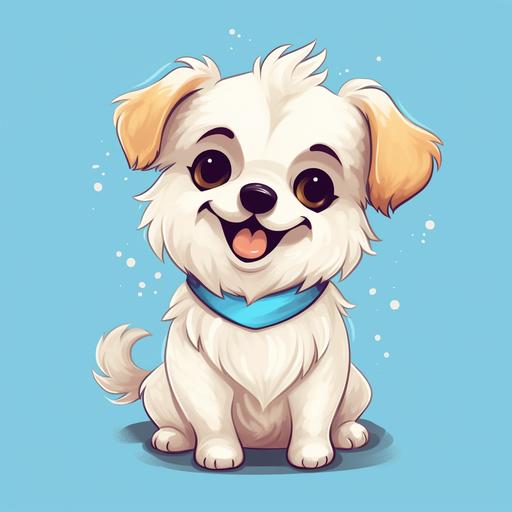 cartoon dog pomeranian cross maltese cute dog