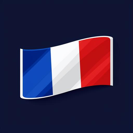 cartoon france flag logo, png, black background, white border