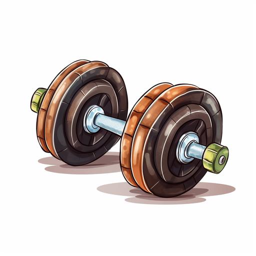 cartoon illustration gym dumbells, white background