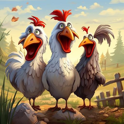 cartoon images of hens