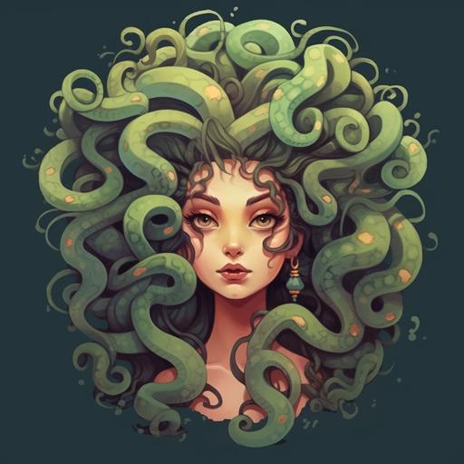cartoon medusa with curly hair