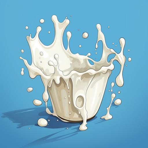 cartoon milk, milk is spilled