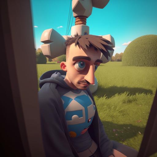 cartoon next to windmill happy vibes  8k  hyper detailed  hyper realistic  unreal engine 5 --v 4