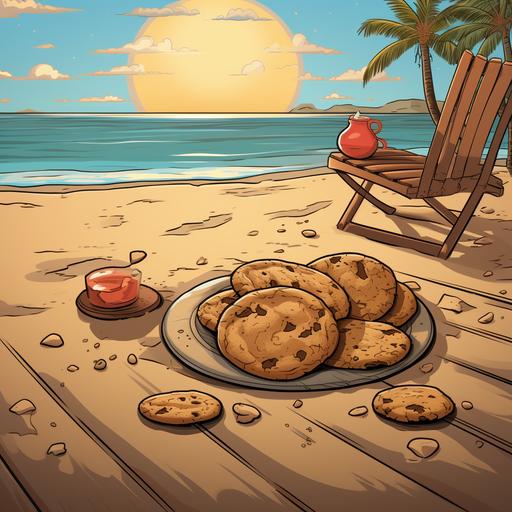 cartoon of cookies on vacation