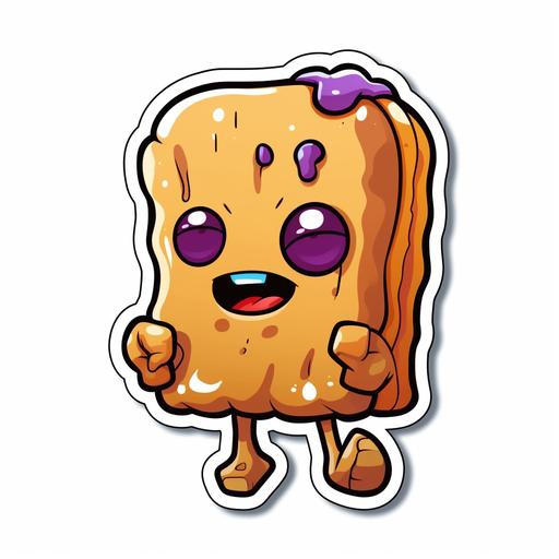 cartoon peanut butter and jelly monster simple die cut sticker with white background