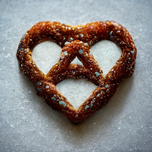 cartoon pretzel with heart shaped salt