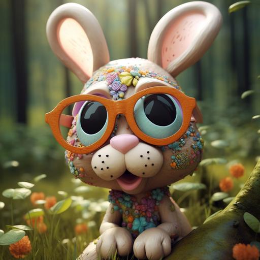 cartoon rabbit glasses wallpaper wallpapers, in the style of vray, inventive character designs --v 5