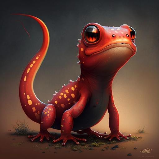 cartoon red salamander by Piper Thibodeau