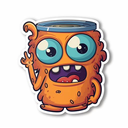 cartoon soup monster simple die cut sticker with white background
