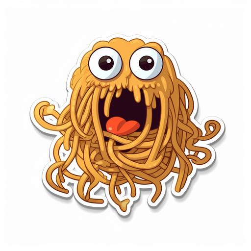 cartoon spaghetti monster simple die cut sticker with white background