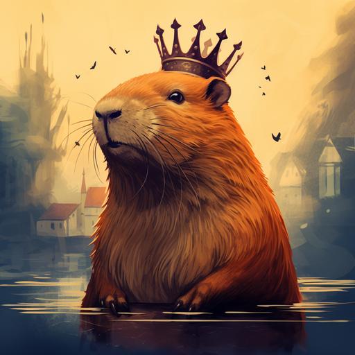 cartoon style capybara as hamlet