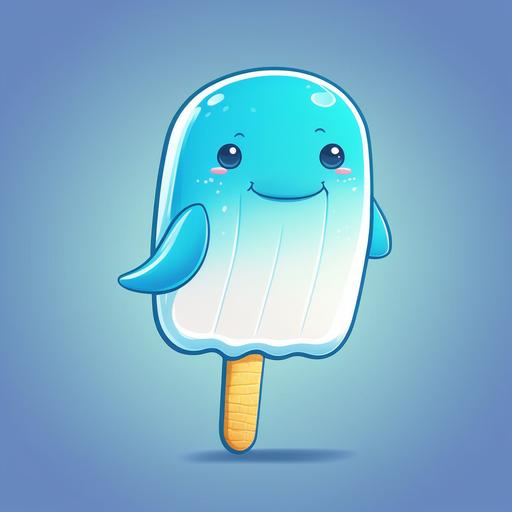 cartoon style popsicle in the shape of a whale, vector, clean, funny --v 4