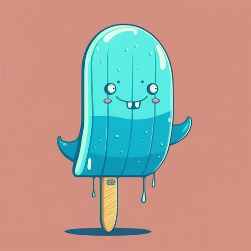 cartoon style popsicle in the shape of a whale, vector, clean, funny --v 4