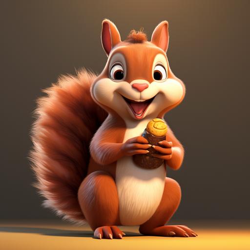 cartoon style squirrel eating a peanut