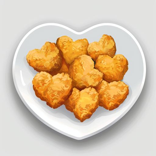 cartoon style sticker chicken nuggets heart shaped nuggets sticker