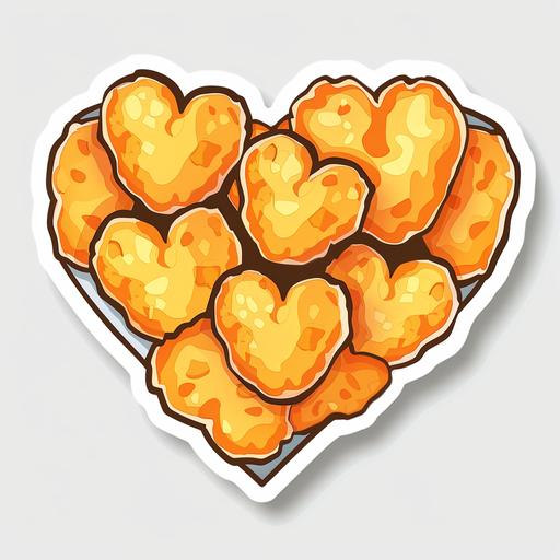 cartoon style sticker chicken nuggets heart shaped nuggets sticker