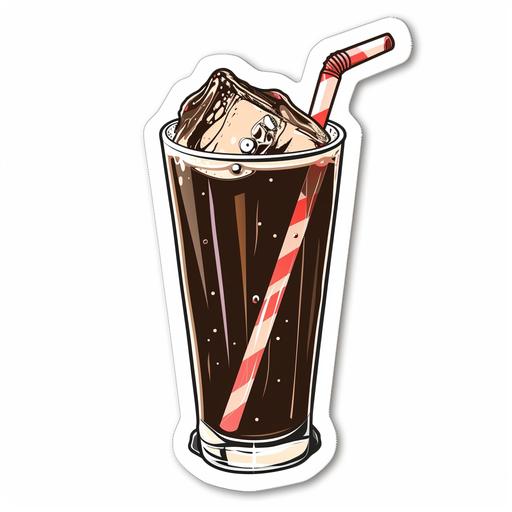 cartoon style sticker cute dark cola that looks delicously crisp and perfect in a 50's soda fountain type glass cartoon sticker